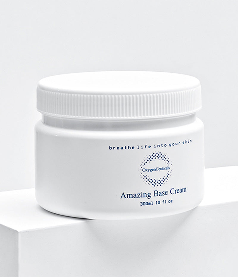 Close up view of Amazing Base Cream, an essential part of a slugging night routine, against a white background.