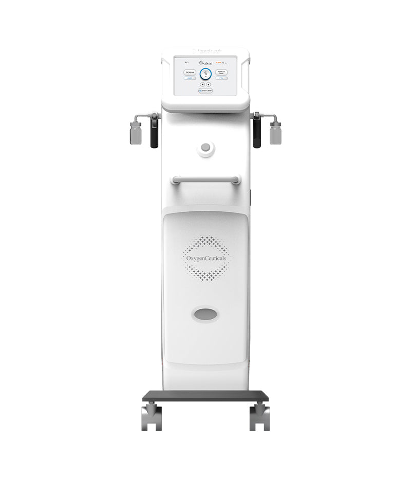 White OxygenCeuticals CTRLZFacial machine with digital display on top for facial treatments.