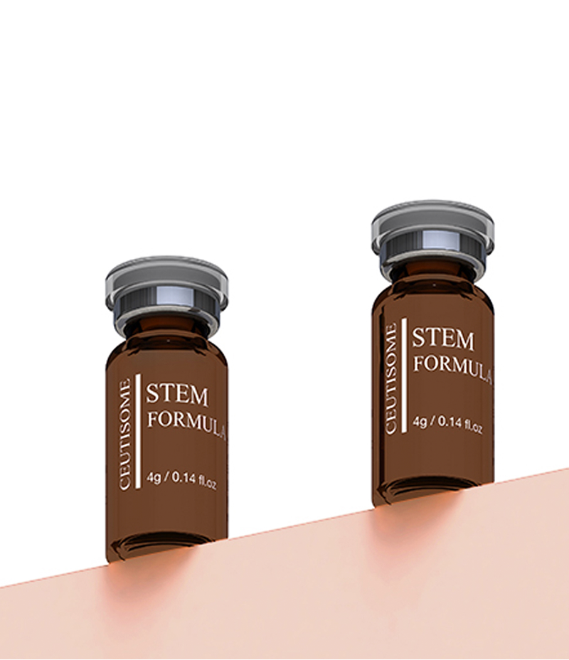 Ceutisome Stem Formula bottles designed for rapid skin healing placed artistically on a clean white background.