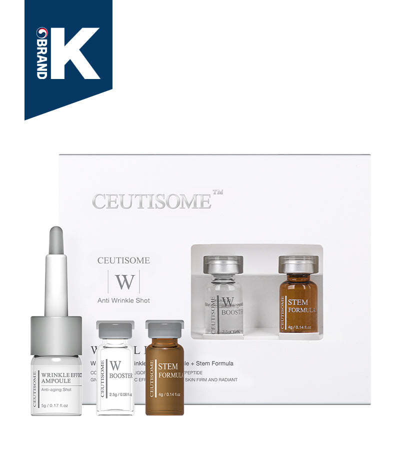 Front image of the Ceutisome W Trial Kit. This product is a certified Korean Brand K product.