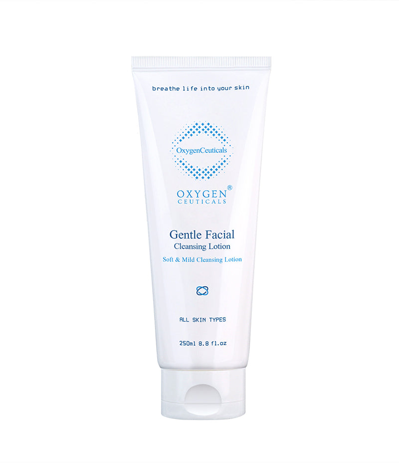 OxygenCeuticals' Gentle Facial Cleansing Lotion facing front with name and logo visible. 