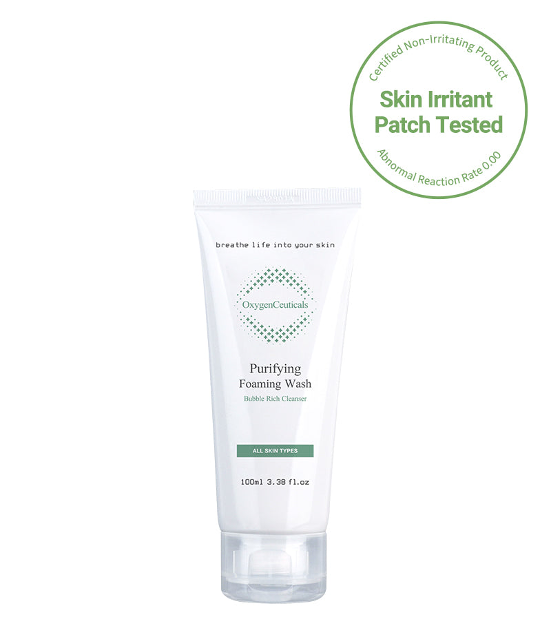 OxygenCeuticals' Skin Irritant patch tested Purifying Foaming Wash for sensitive, acne-prone skin.