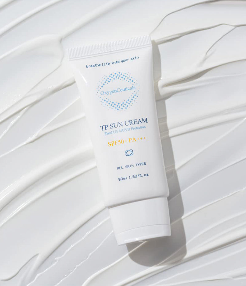 Creamy and moisturizing texture of TP Suncream in a large swatch, perfectly applied without stickiness.